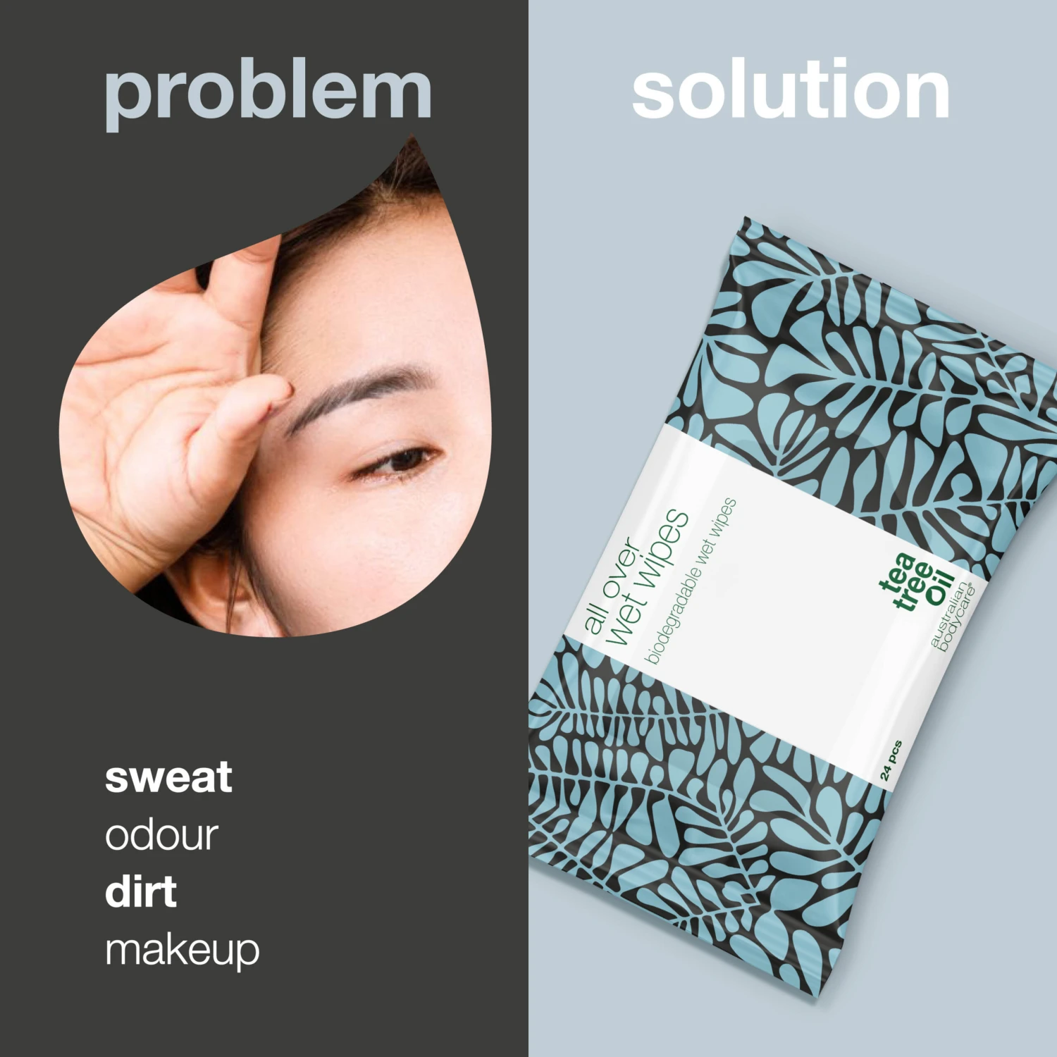 Australian Bodycare Wet Wipes For Adults With Tea Tree Oil 24 Pcs — Efficiently Cleanses The Skin On The Body - Image 2